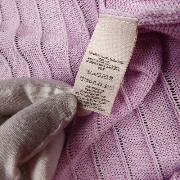 Free People Womens Small Lilac Ribbed Longline Linen Blend Duster Cardigan - Picture 8 of 8